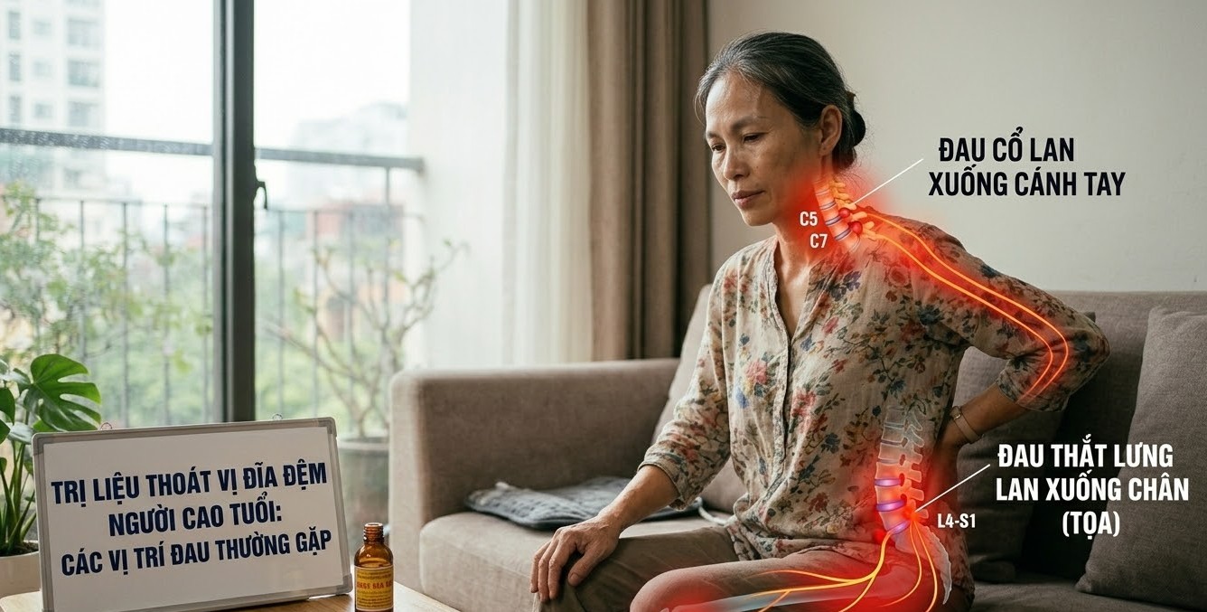 Giảm đau do thoát vị đĩa đệm ở người cao tuổi dùng thuốc như thế nào?- Ảnh 1.