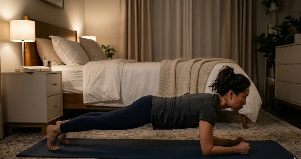 7 bài tập trước khi ngủ giúp phụ nữ 40+ giảm mỡ bụng- Ảnh 2.