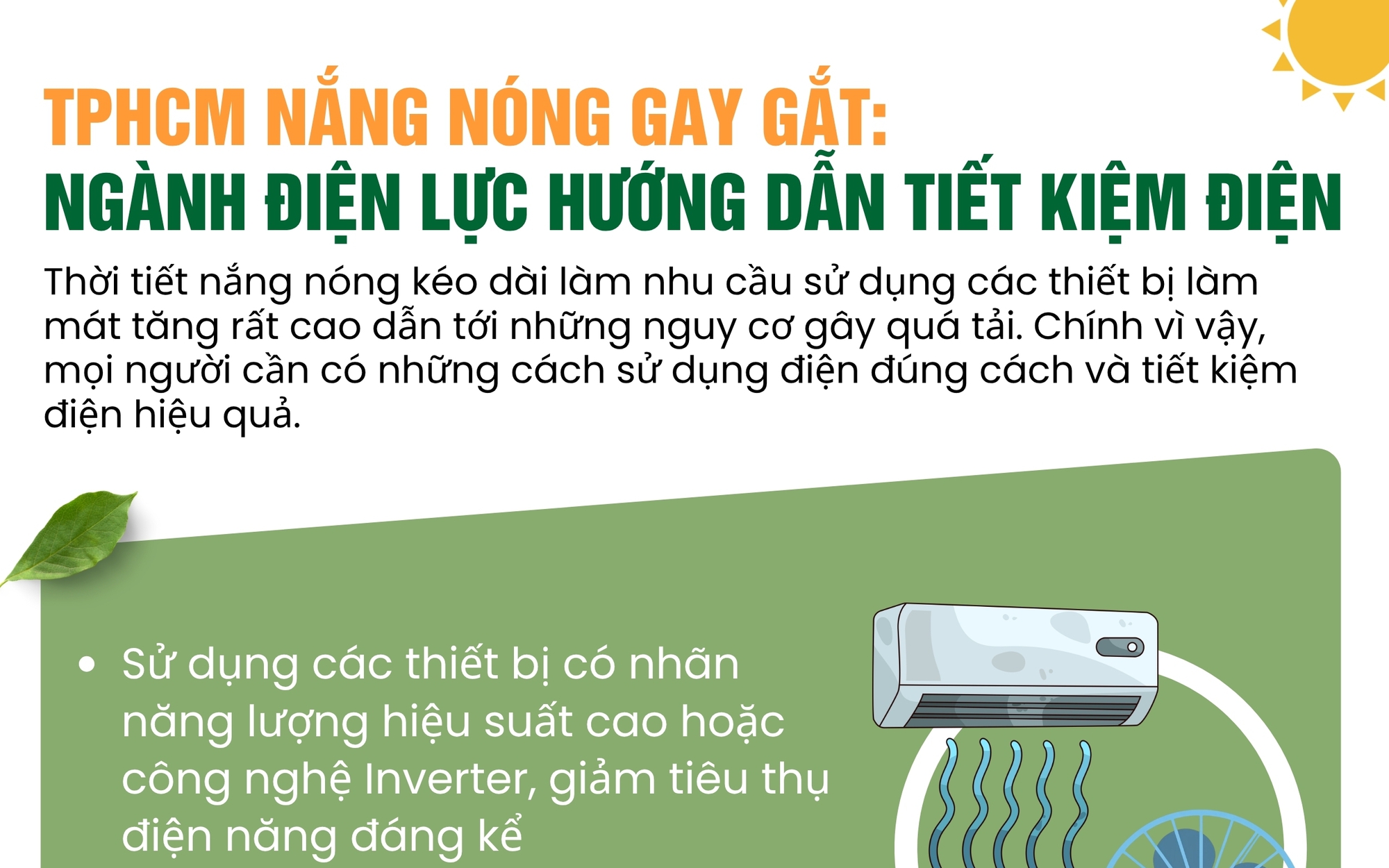 [Infographic] TPHCM nắng nóng gay gắt, ngành điện lực hướng dẫn tiết kiệm điện