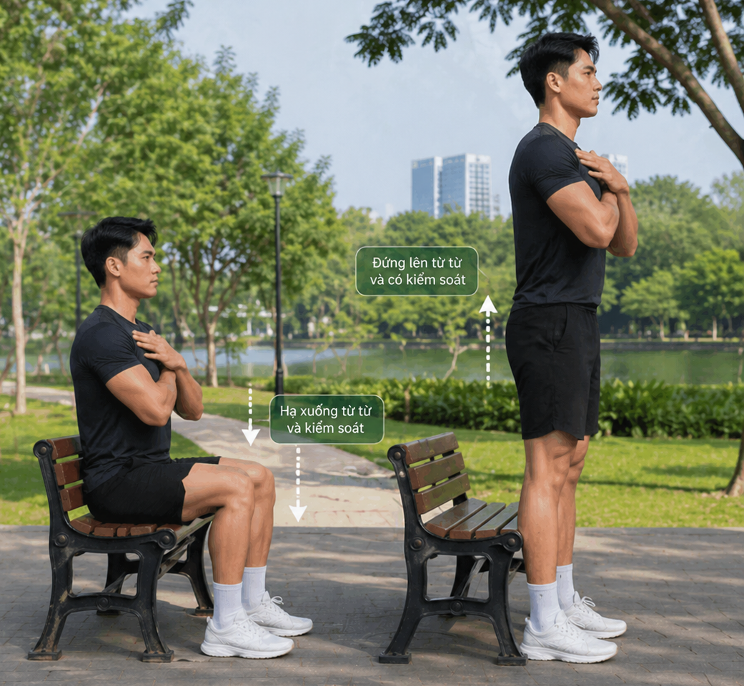 5 bài tập với ghế đá công viên giúp tăng cường sức mạnh đôi chân- Ảnh 3. 5 bài tập với ghế đá công viên giúp tăng cường sức mạnh đôi chân- Ảnh 3.
