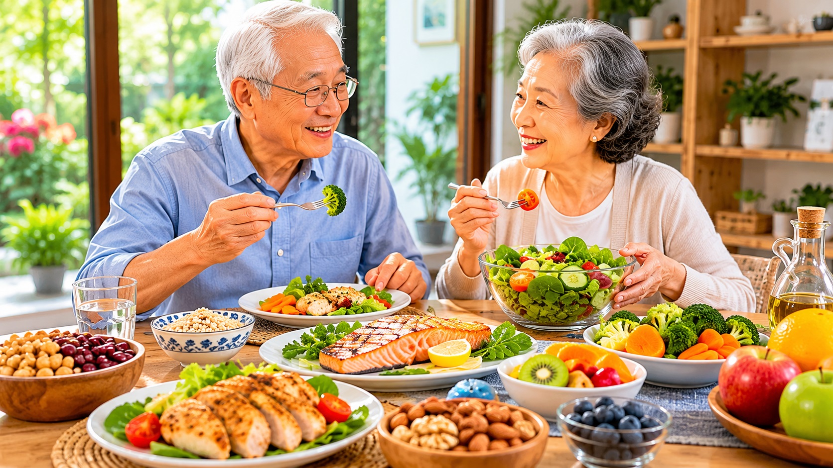 bua-an-giau-protein-rau-xanh-va-thuc-pham-nguyen-chat-giup-ho-tro-chuyen-hoa-nang-luong-o-nguoi-sau-tuoi-60-1779850733121505344131 Mệt mỏi kinh niên sau tuổi 60: Không chỉ do tuổi già- Ảnh 2.