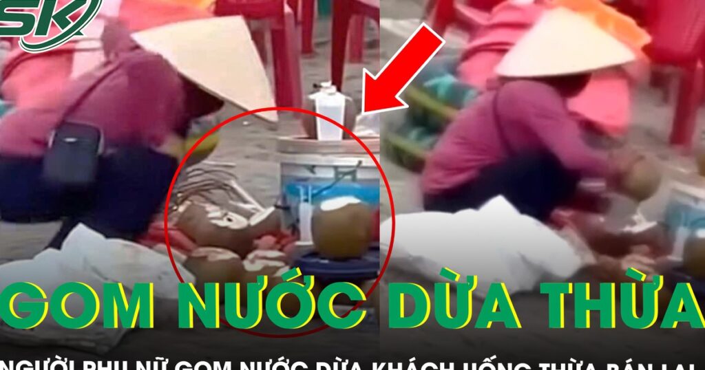 Xác minh người phụ nữ gom nước dừa khách uống thừa bán lại ở bãi biển Thịnh Long