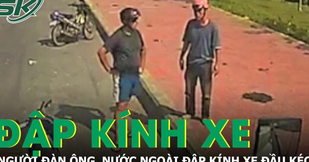 Bức xúc vì cho rằng bị ép xe, người đàn ông nước ngoài đập kính xe đầu kéo