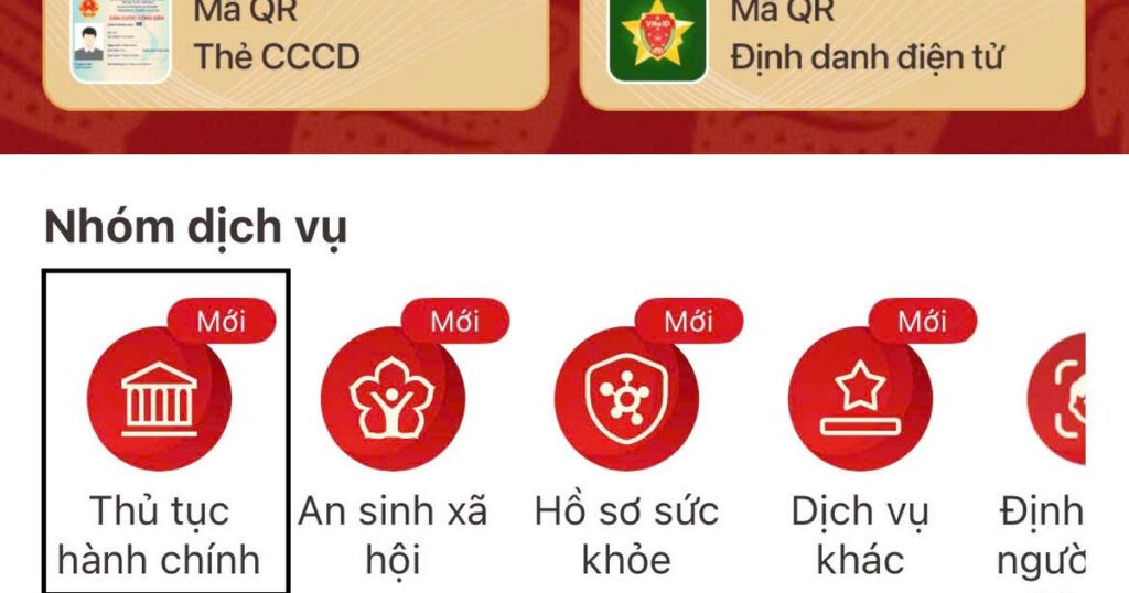 Chi tiết các thủ tục hành chính người dân có thể làm trên VNeID