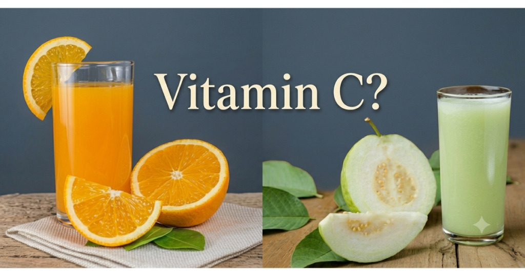 Nước ép ổi hay nước cam giàu vitamin C hơn?